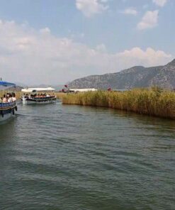 dalyan boat tour with small boat.